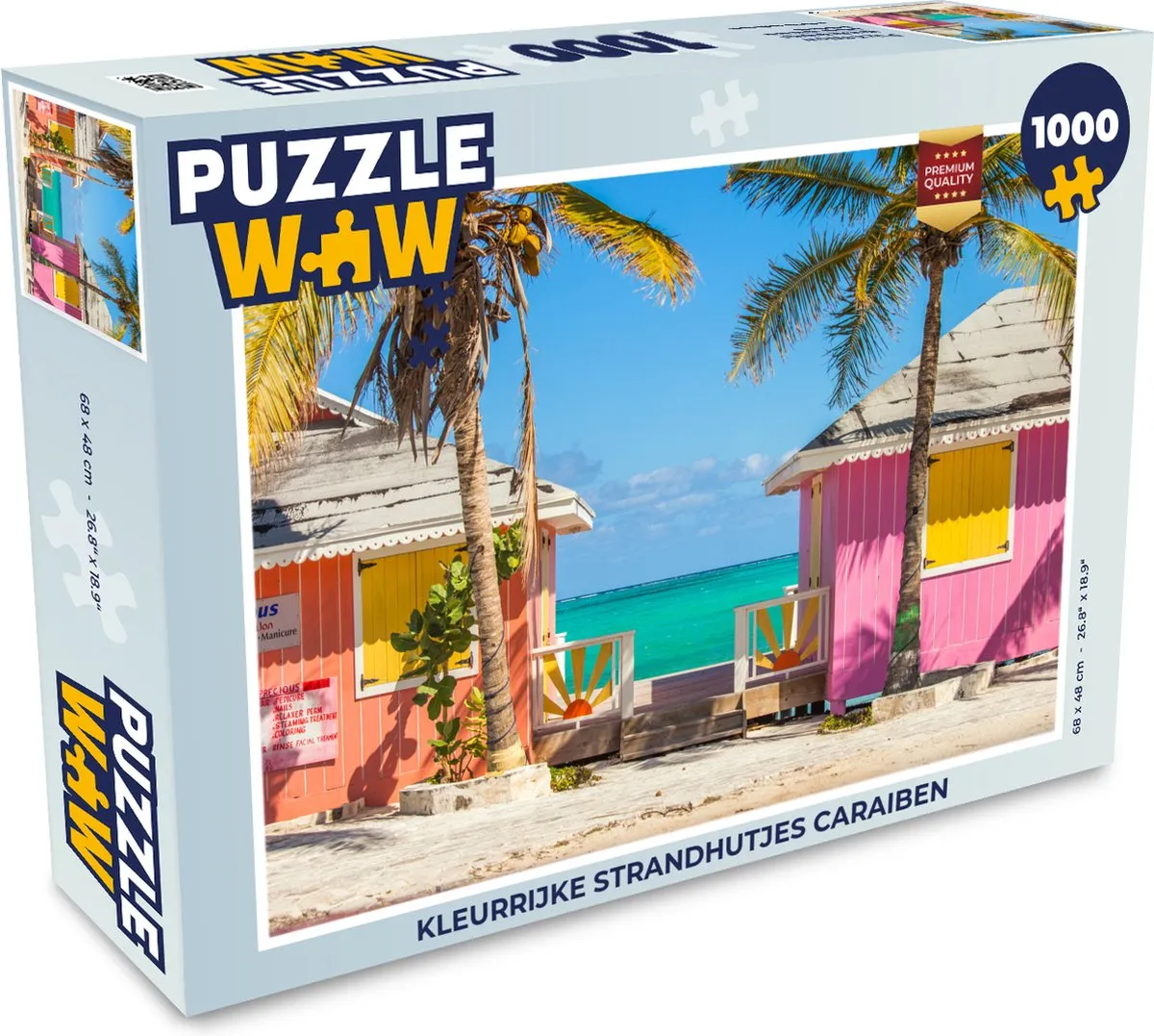 PuzzleWow Kleurrijke Strandhutjes Caraïben Legpuzzel 1000 Stuks