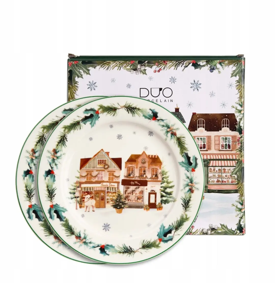 Kerst City 2 Dessertbordenset