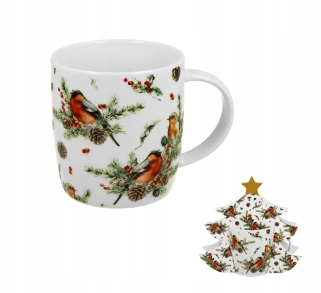 Kerstmok KERSTVOGELS in kerstboomverpakking, 400 ml