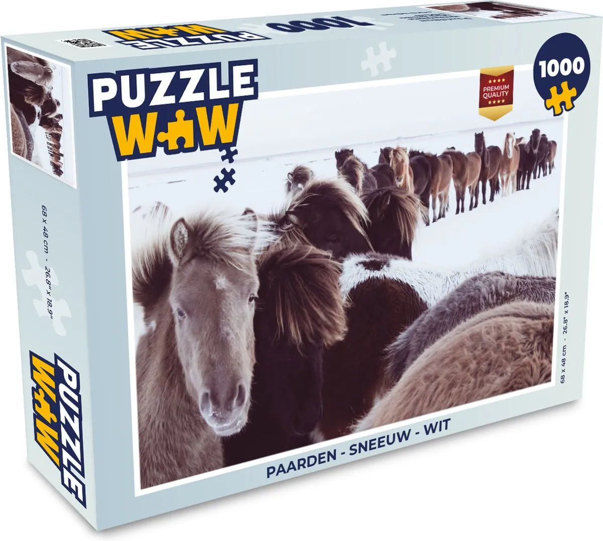 PuzzleWow Paarden Sneeuw Legpuzzel 1000 Stuks - Multicolor