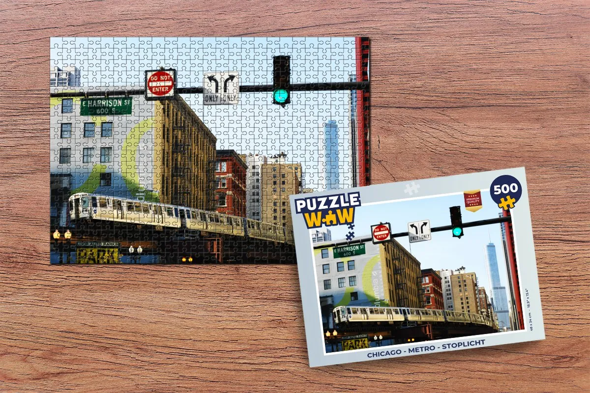 PuzzleWow Chicago Metro Stoplicht Legpuzzel 500 Stuks - Multicolor