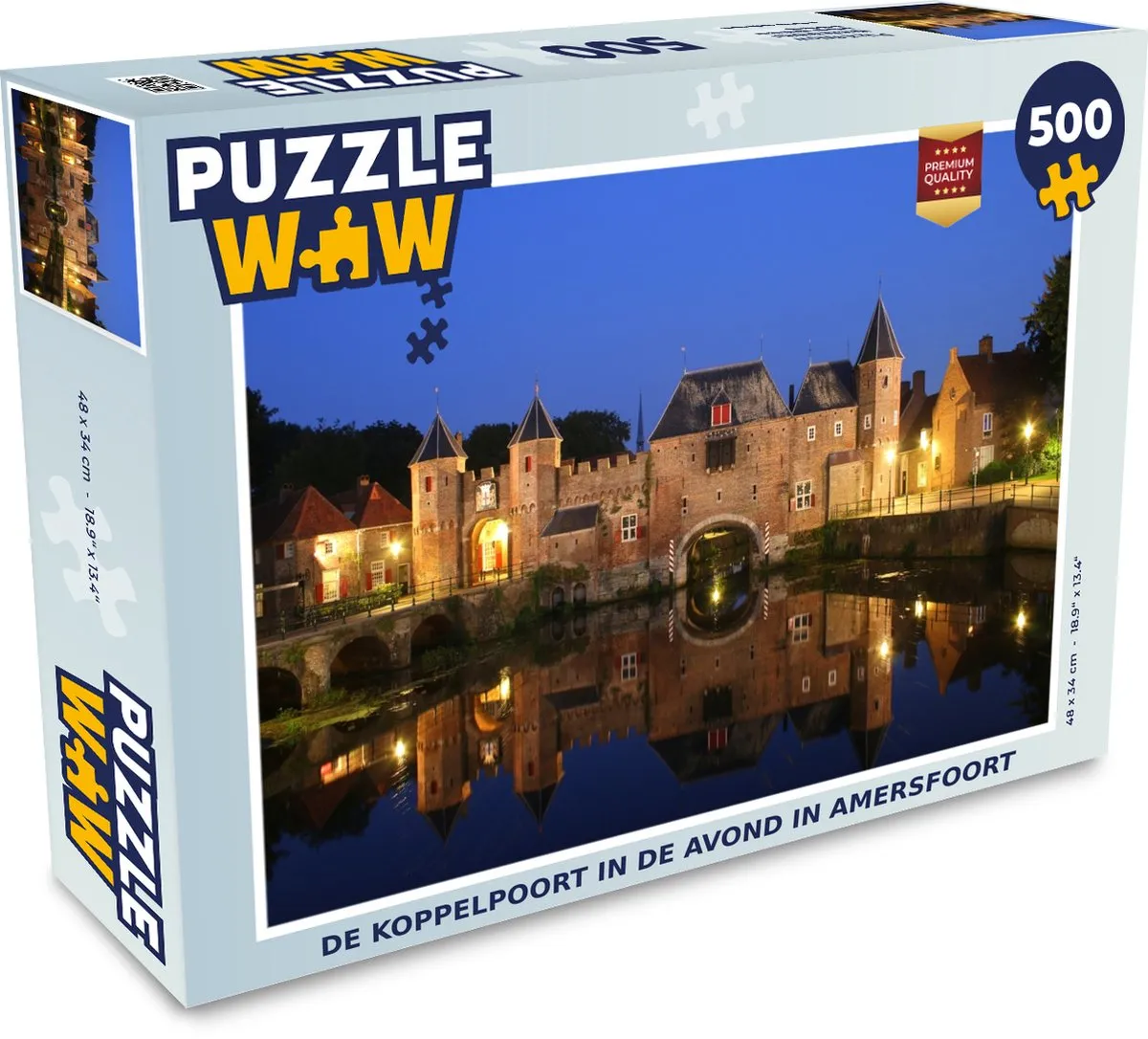 PuzzleWow Nacht Amersfoort Legpuzzel 500 Stuks - Multicolor