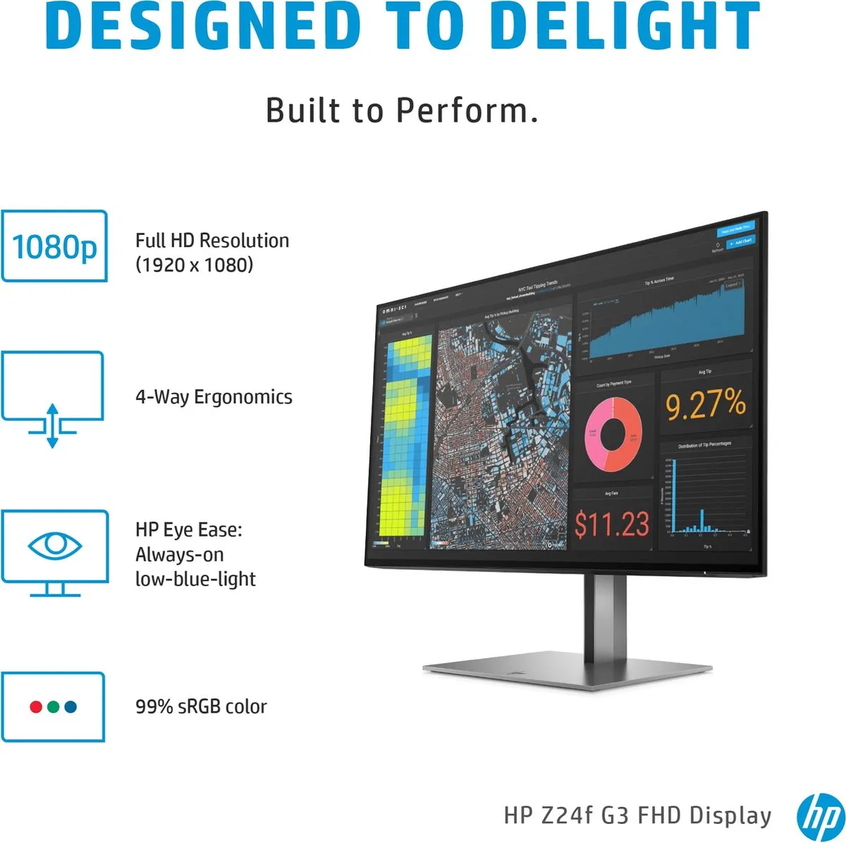 HP Z24f G3 Monitor 23.8" Full HD IPS Anti-Glare - afbeelding 5 van 6