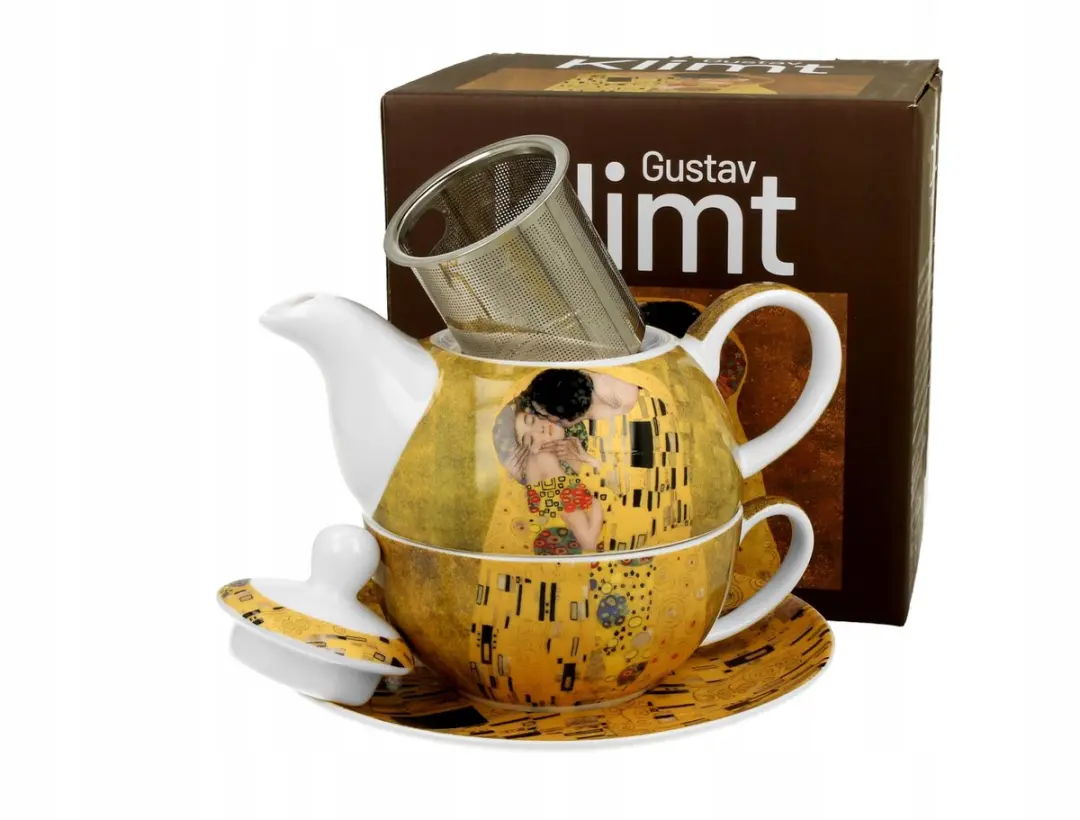 Klimt The Kiss Porseleinen Theepot met Zetgroep
