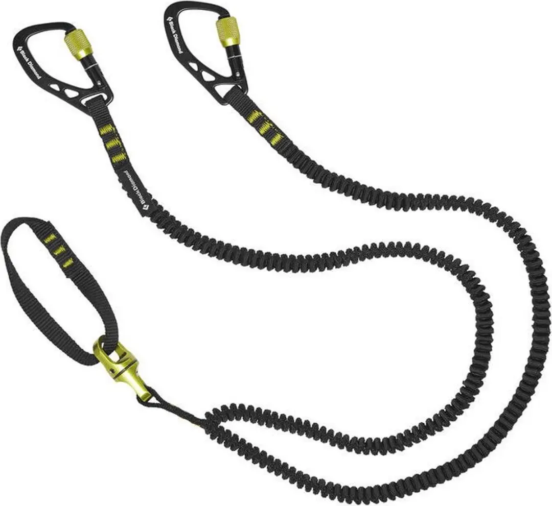 Black Diamond Elastische Polsriemen Met Spiraalsluiting Voor Ijsbijlen Zwart