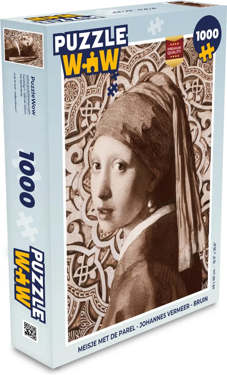 PuzzleWow Meisje met de parel Legpuzzel 1000 Stuks - Multicolor