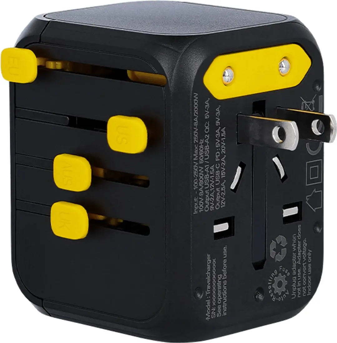 Waka Waka World WWTC0-032501 Reisadapter - USB-C - 3x USB - Zwart - afbeelding 6 van 6