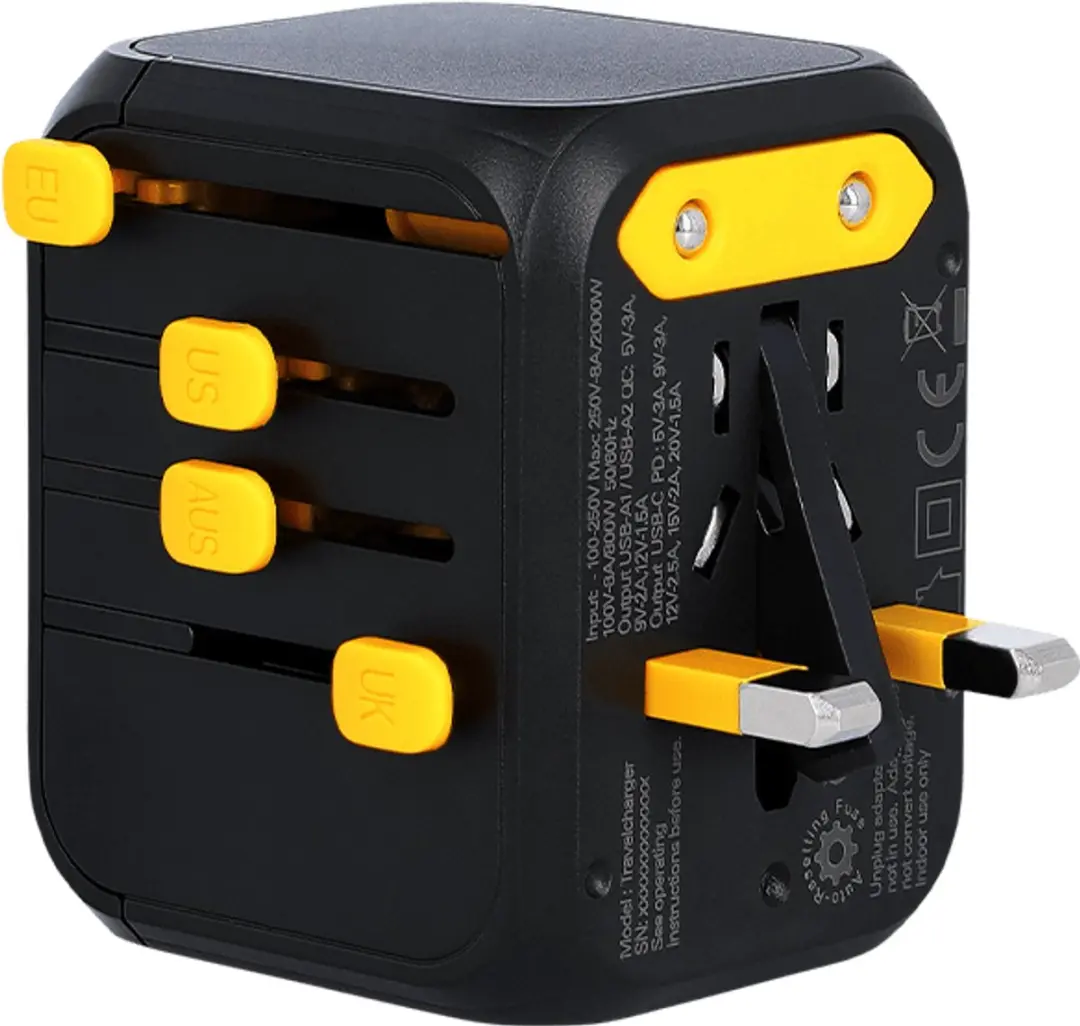 Waka Waka World WWTC0-032501 Reisadapter - USB-C - 3x USB - Zwart - afbeelding 4 van 6