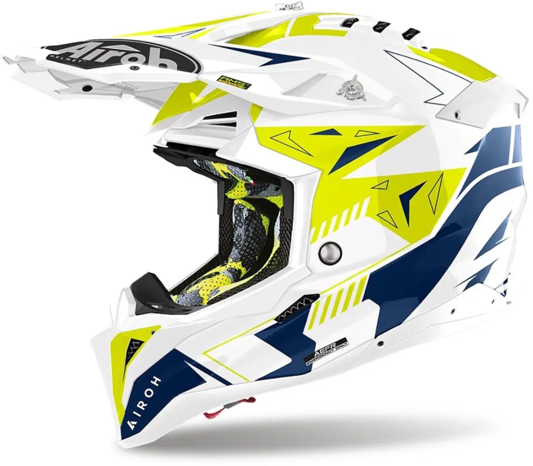 Airoh Aviator 3 Spin Geel Blauw Offroad Helm