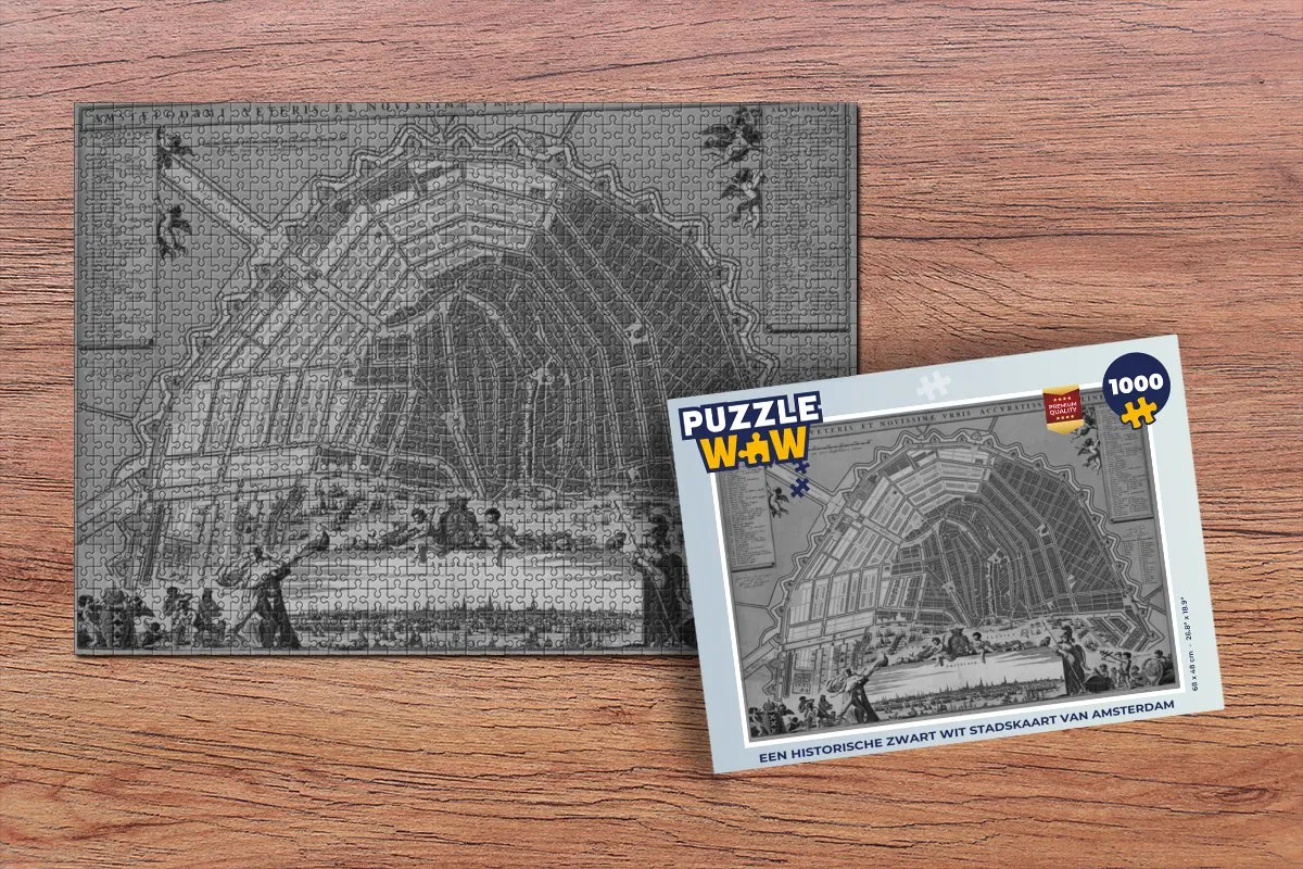 PuzzleWow Amsterdam Vintage Legpuzzel 1000 Stuks - Multicolor