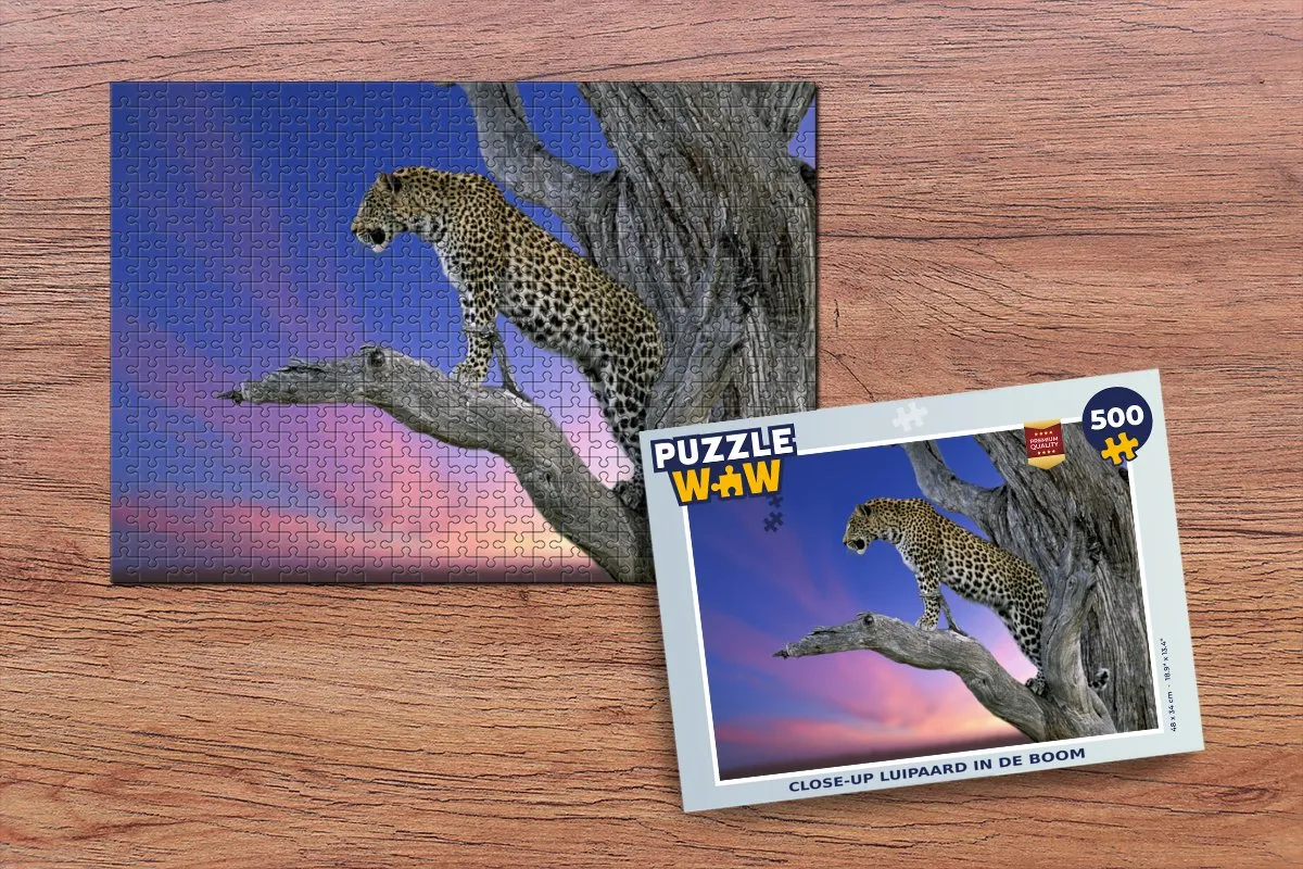 PuzzleWow Luipaard Boom Tak Legpuzzel 500 Stuks - Multicolor