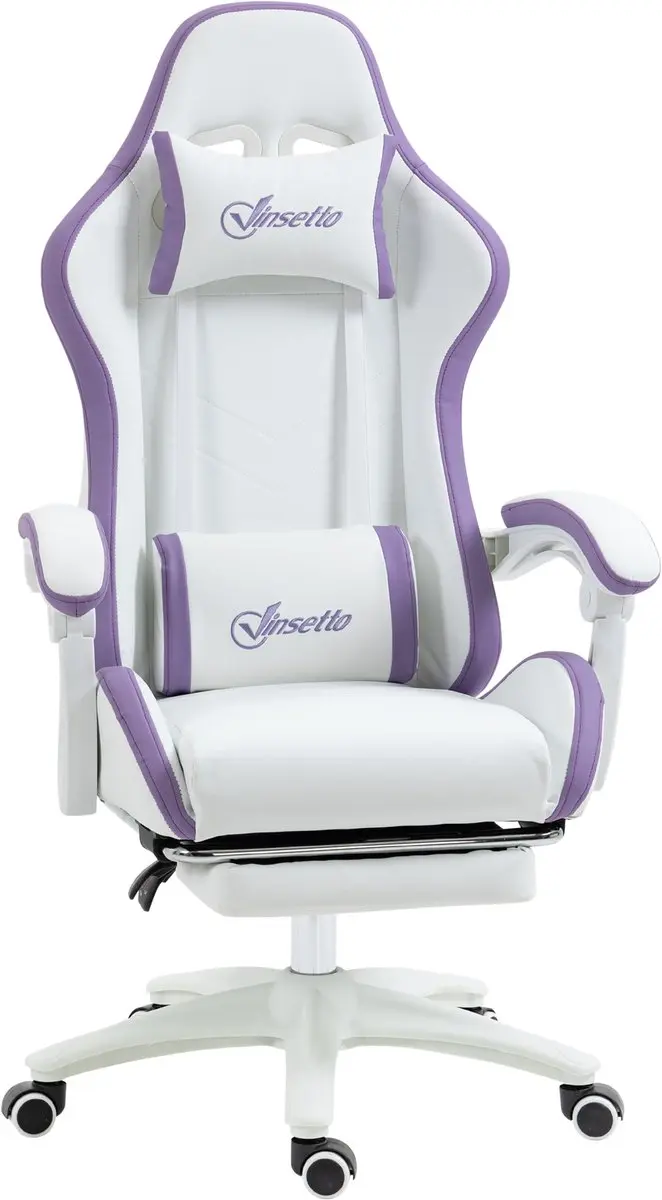 Vinsetto-Gaming Chair-65x65x129cm-Polyurethaan-Wit