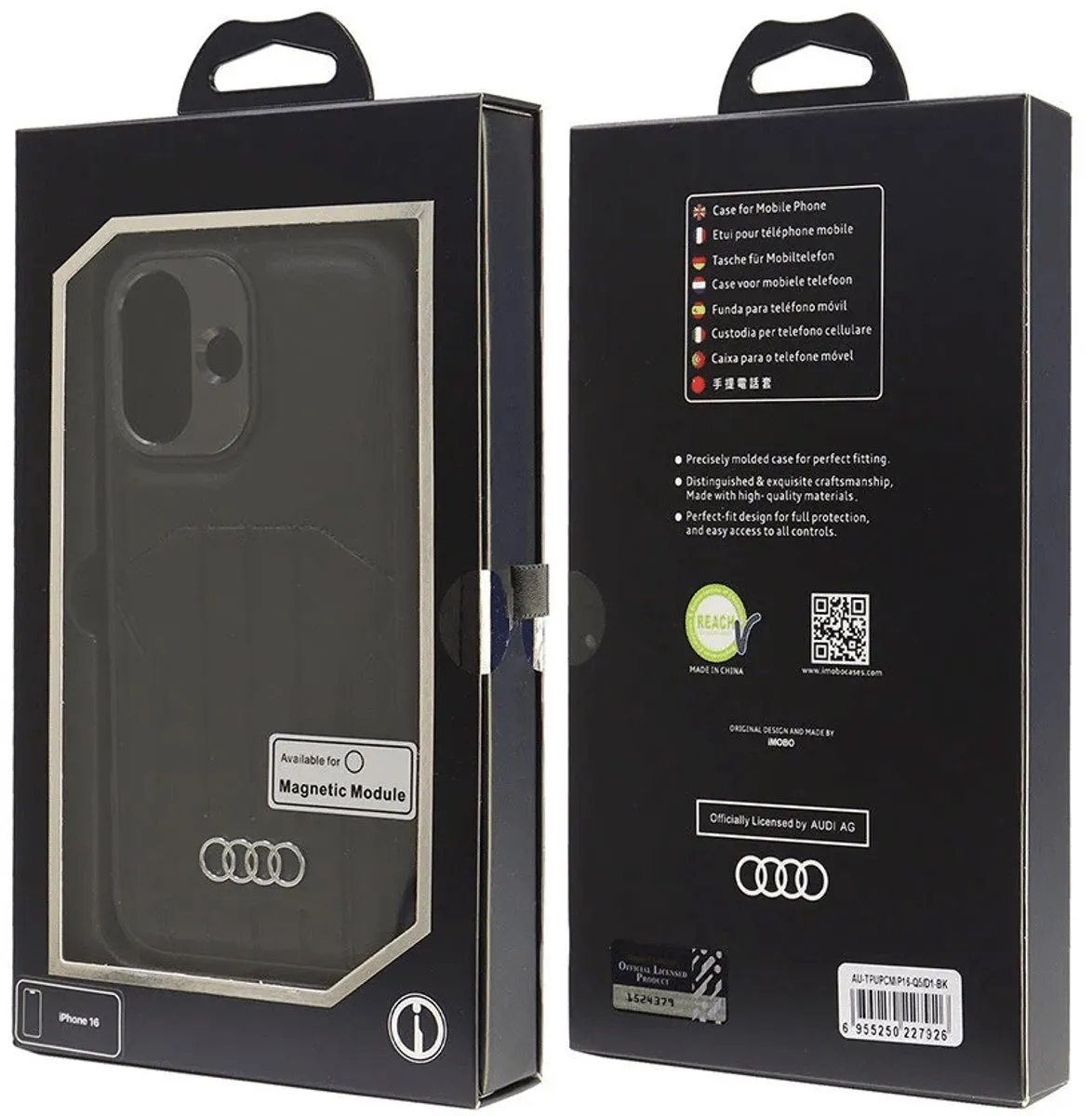 Audi Backcover iPhone 16 - Synthetisch Leder - Zwart
