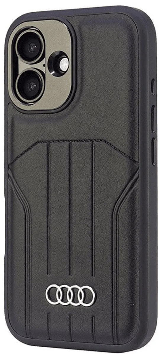 Audi Backcover iPhone 16 - Synthetisch Leder - Zwart