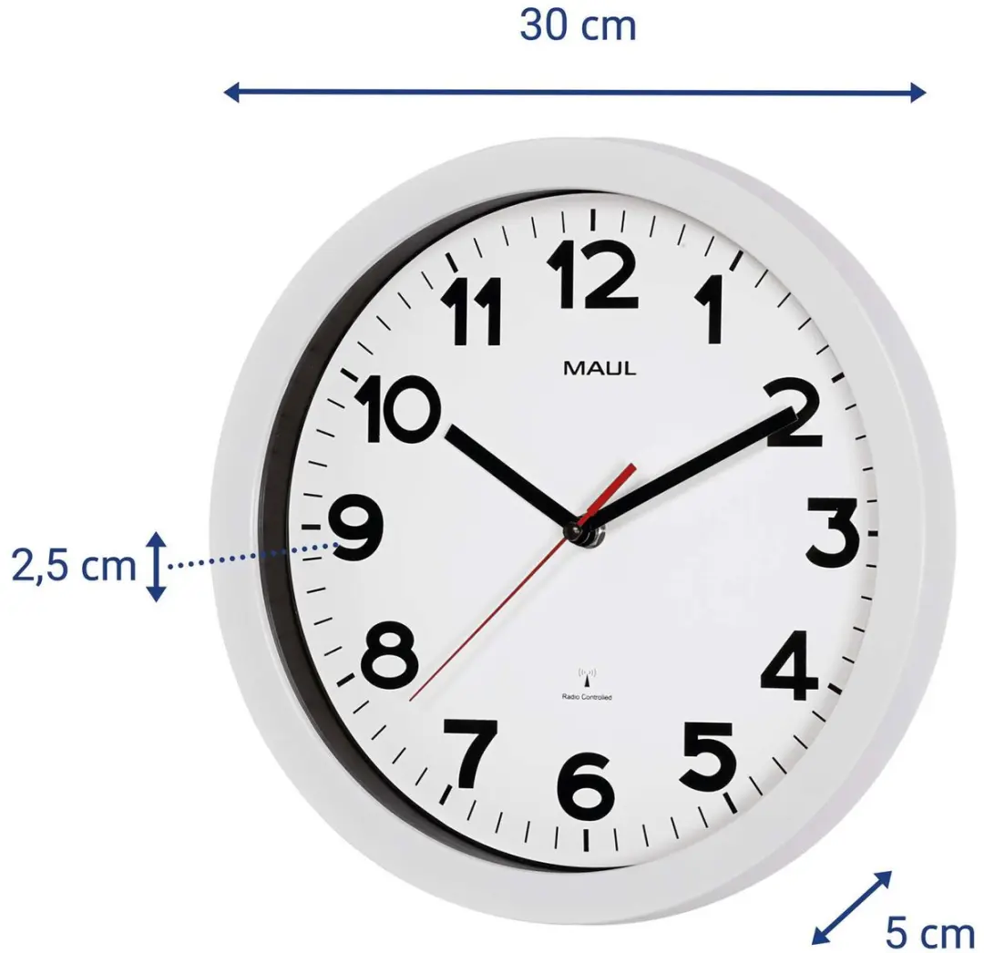 MAUL Wandklok MAULstep Ø30cm Radiogestuurd - Wit - afbeelding 2 van 6