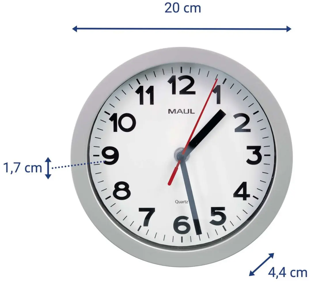 MAUL Wandklok MAULstep Ø20cm - 1x AA - Zilver - afbeelding 2 van 3