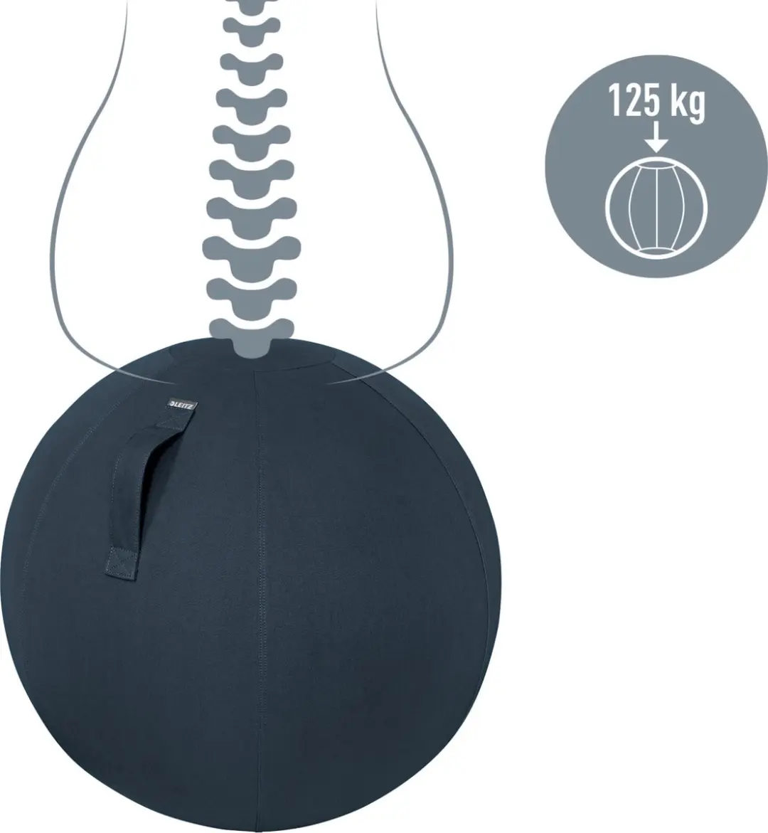 Leitz Ergo Cosy Actieve Zitbal - Fluweel Grijs - 65cm - afbeelding 3 van 6