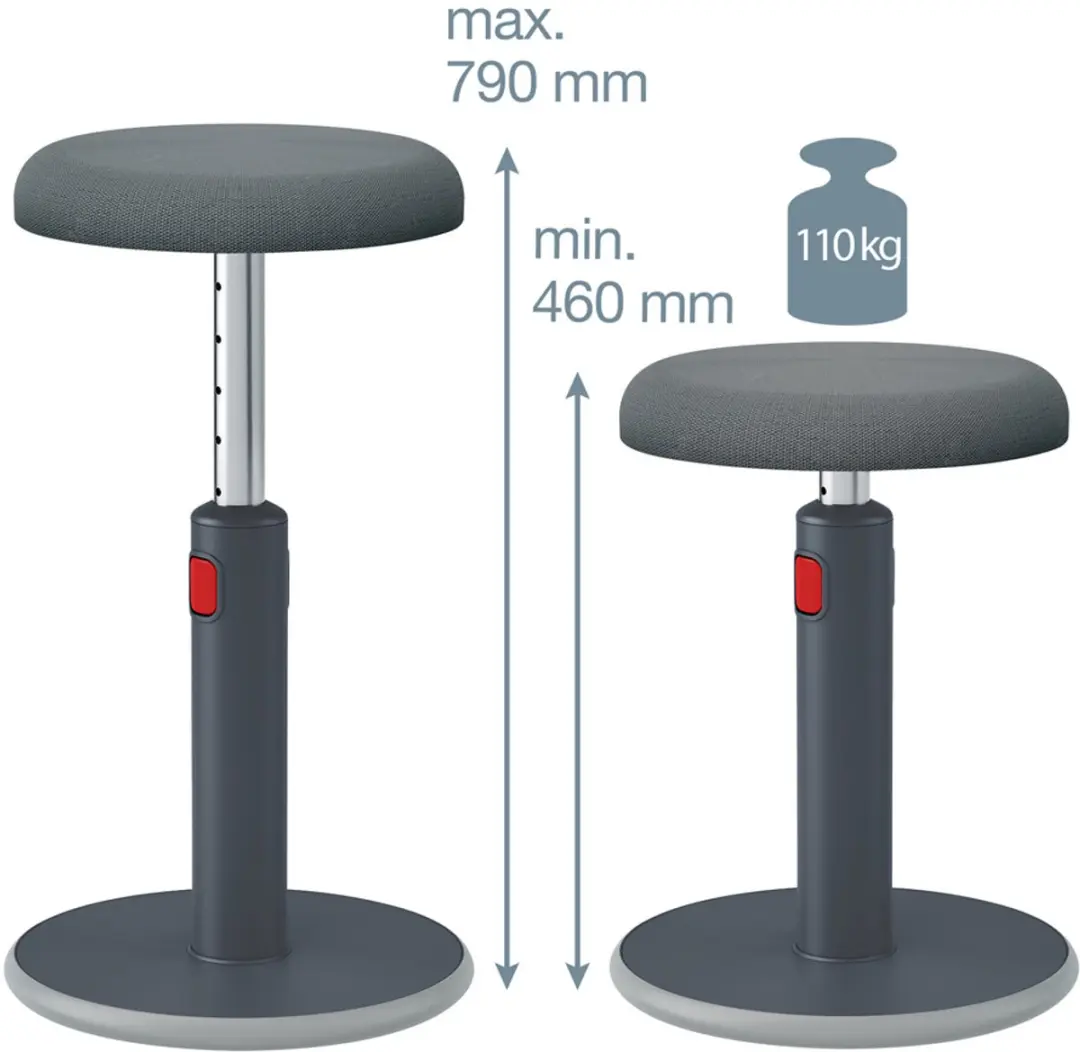 Leitz Ergo Cosy Actieve Ergonomische Kruk - Fluweel Grijs - afbeelding 2 van 6