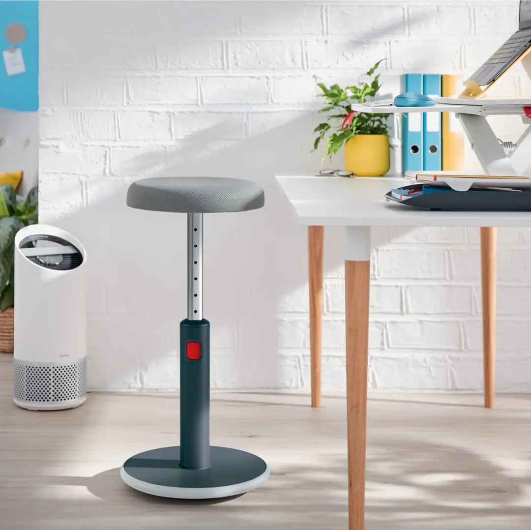 Leitz Ergo Cosy Actieve Ergonomische Kruk - Fluweel Grijs - afbeelding 6 van 6