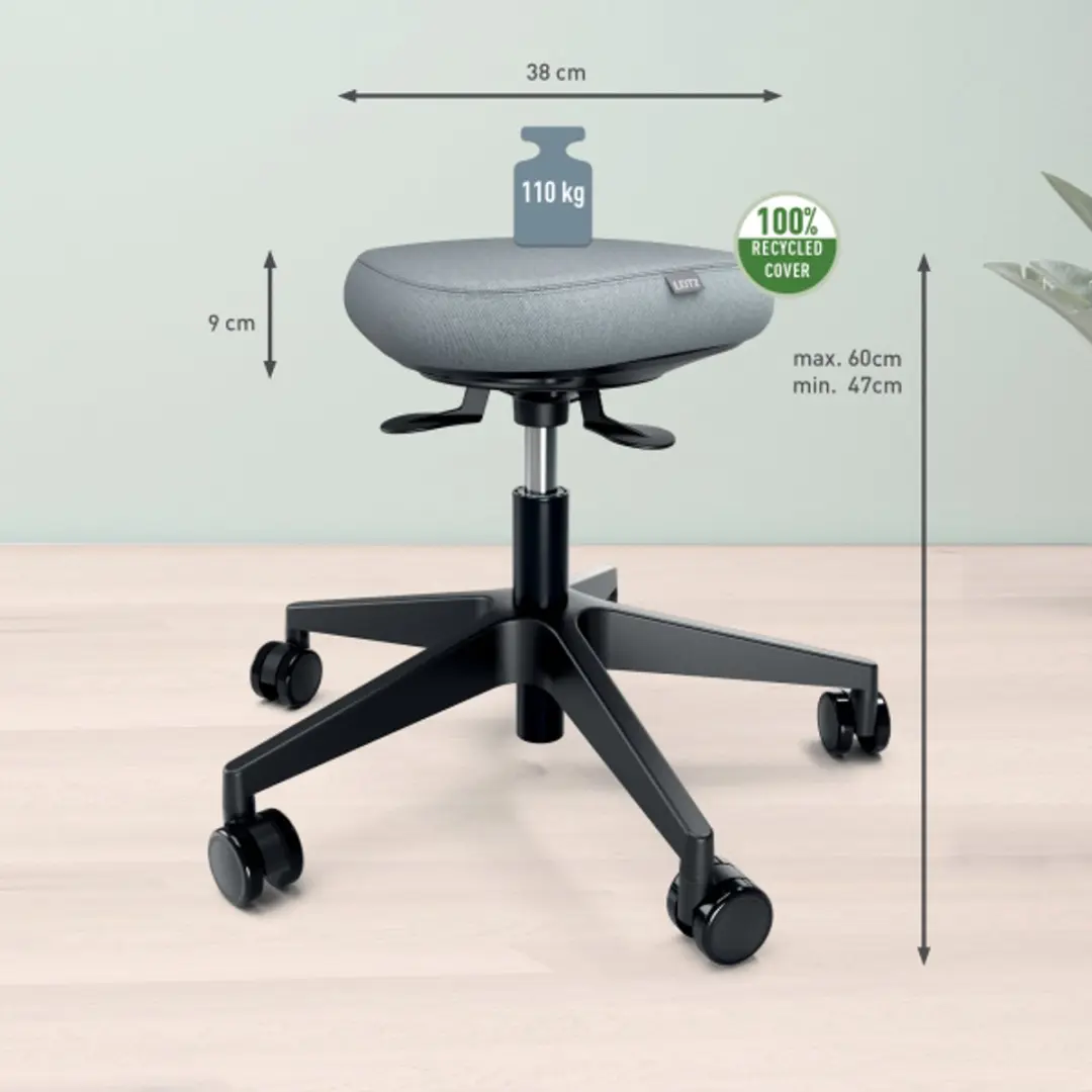 Leitz Ergo Actieve Zitkruk met Wieltjes en Wiebelkussen - afbeelding 5 van 6