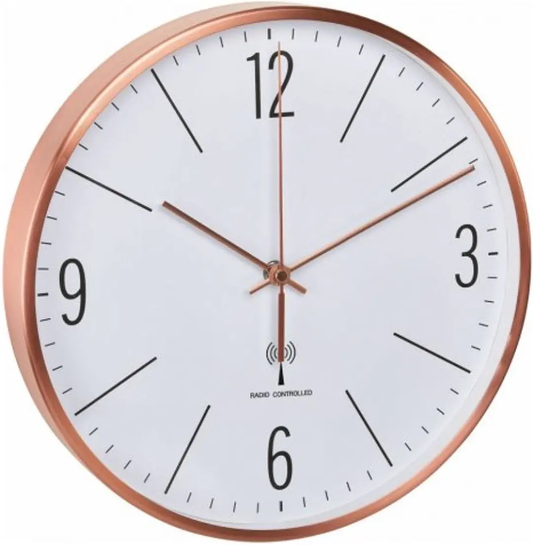 TFA Dostmann Funk-Wandklok Kupfer-Optik 60.3534.51 - Wit - afbeelding 2 van 2