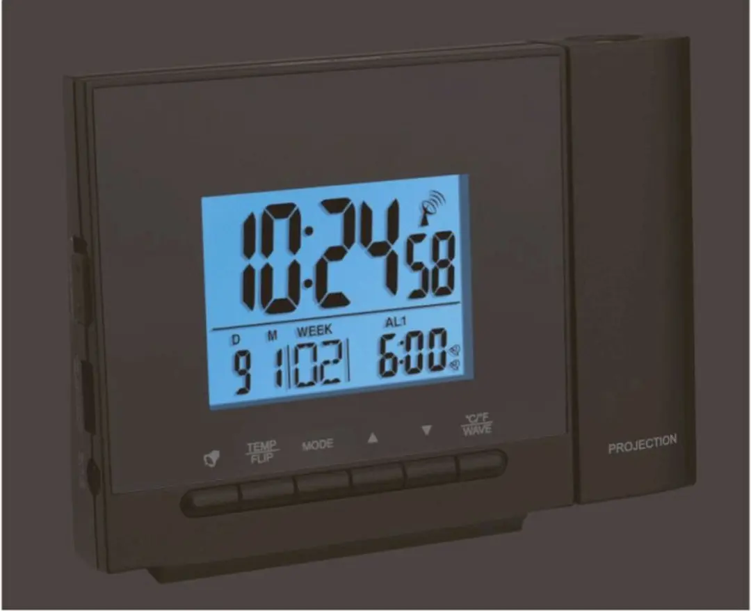 TFA Dostmann Projection Wekker 60.5013.01 - Thermometer - Zwart - afbeelding 2 van 6