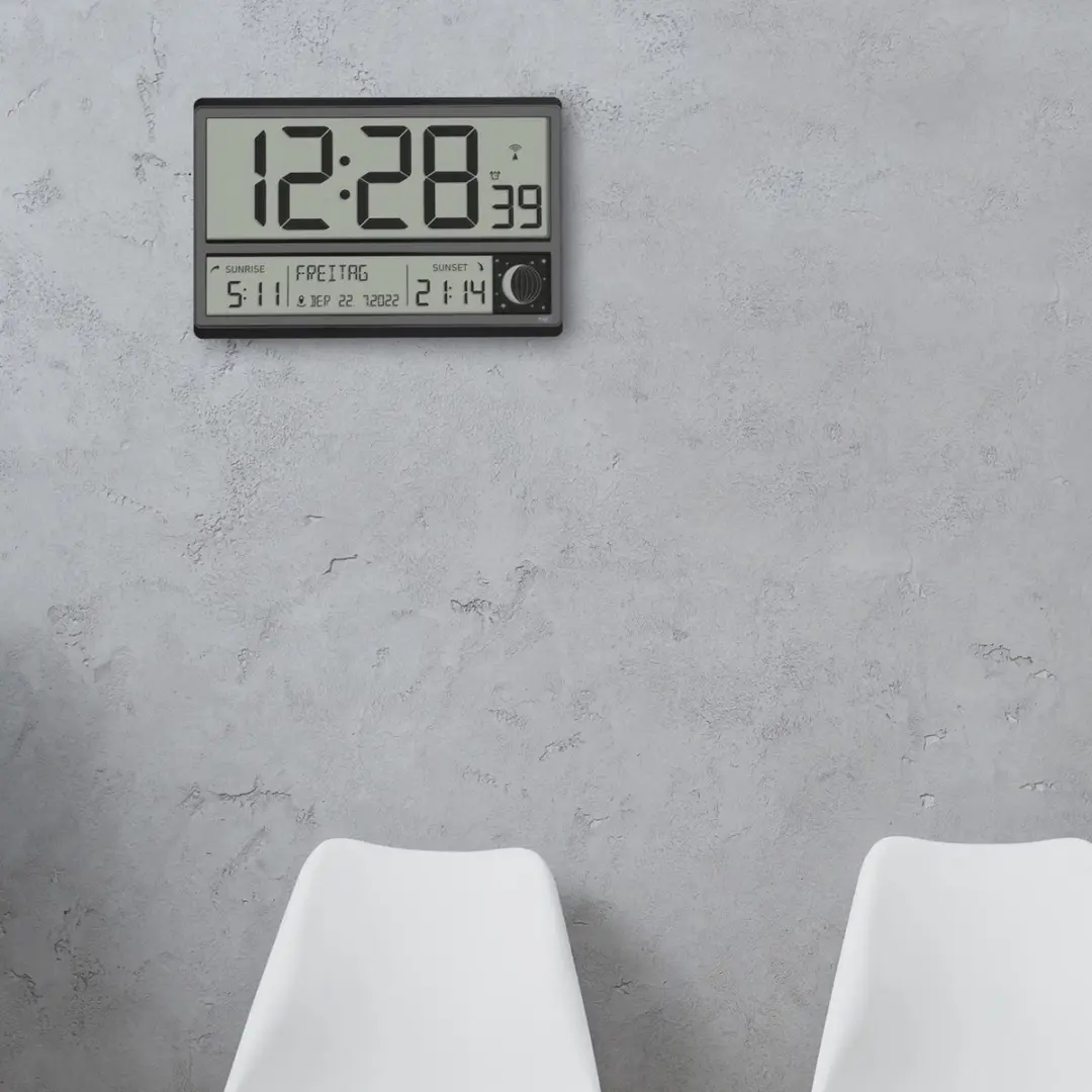 TFA Dostmann Wandklok Zendergestuurd - 360cm Zwart - afbeelding 6 van 6