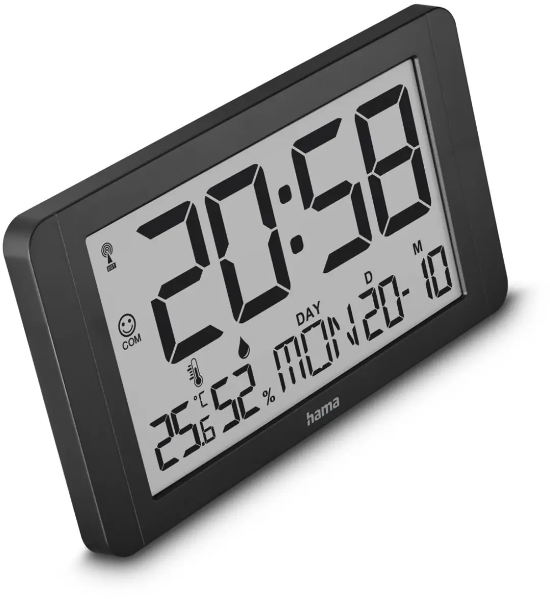 Hama Wandklok Cuba Radiogestuurd Thermometer/Hygrometer - Zwart - afbeelding 2 van 4