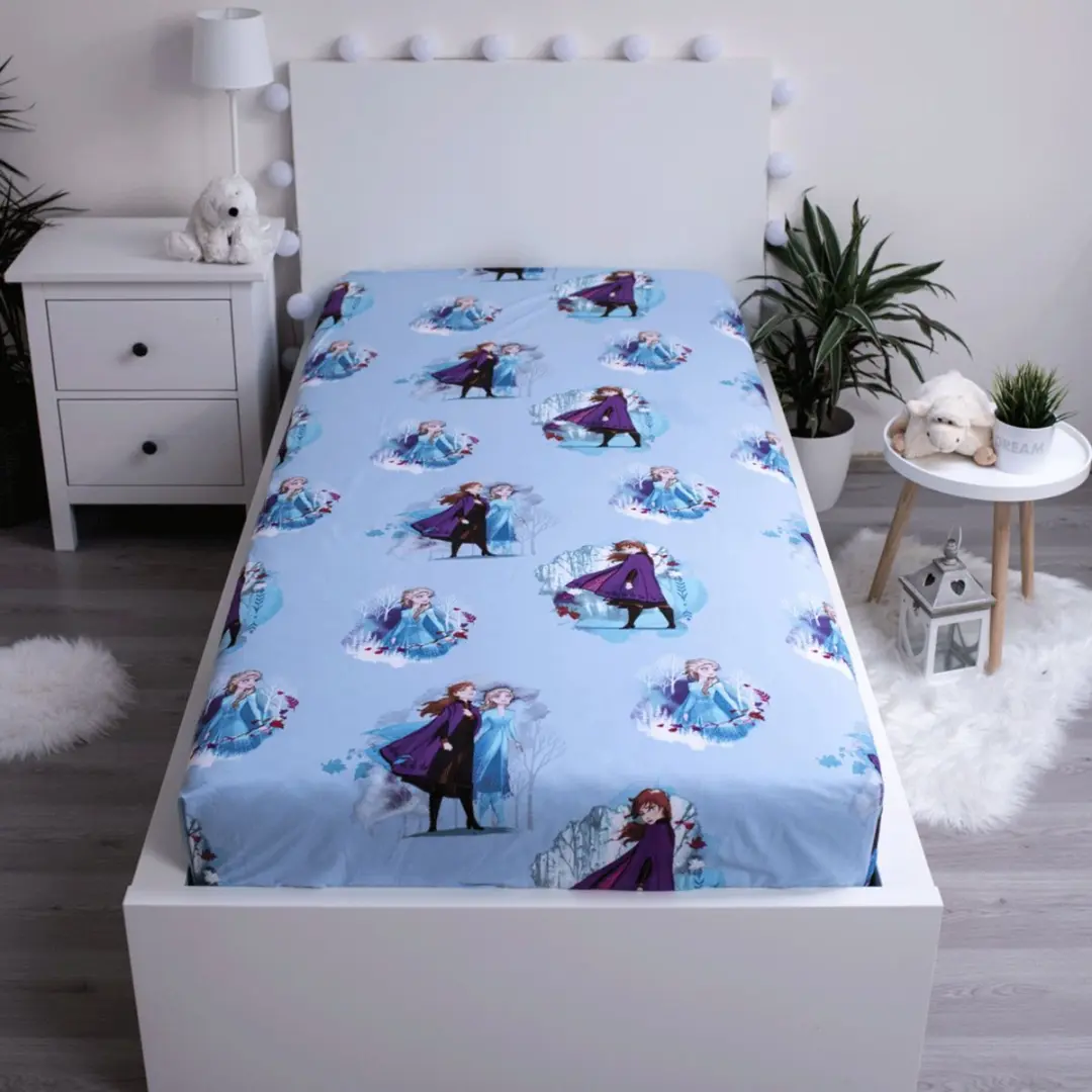 Disney Frozen Hoeslaken Anna Elsa Eenpersoons 90x200cm - Blauw - afbeelding 4 van 4