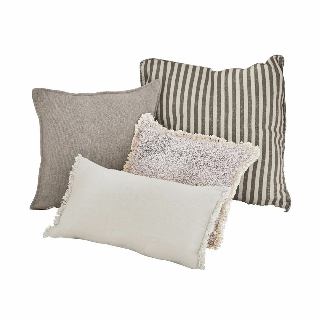 Loberon Kussenset 4-delig Valenciennes grijs/wit