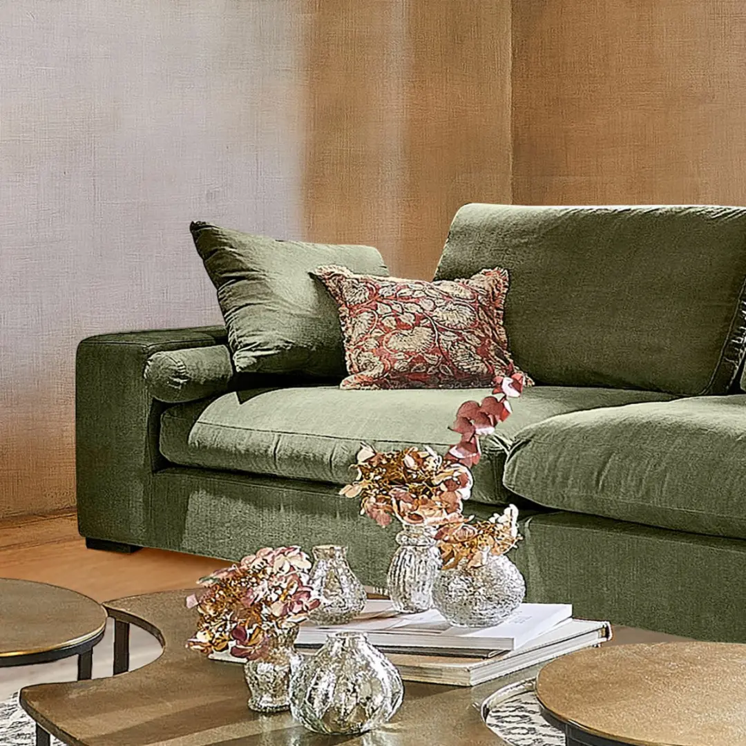 Loberon Kussenhoes Lemisto - Roestrood/Beige - afbeelding 6 van 6