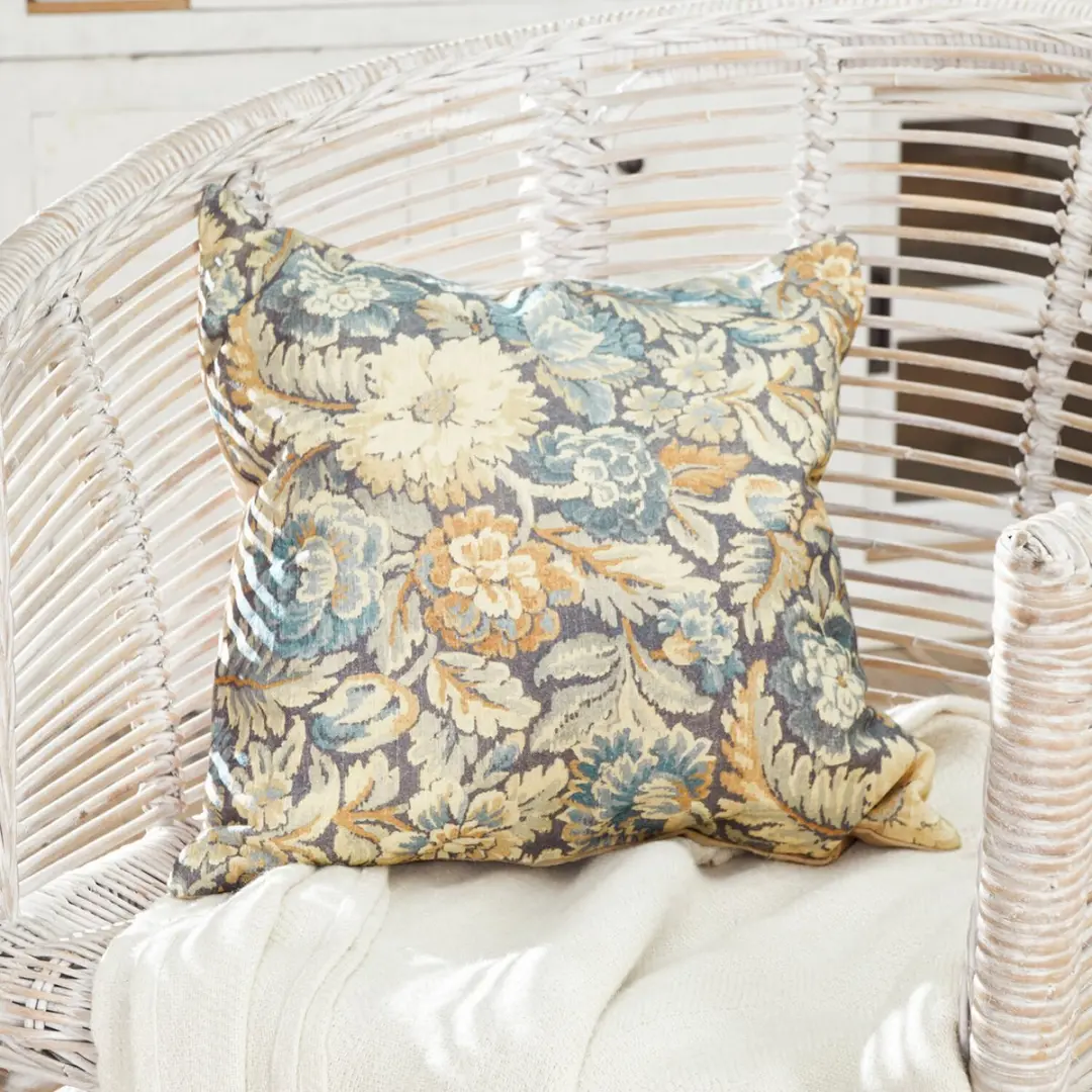Loberon Kussenhoes Lumielle - Blauw/Beige - afbeelding 5 van 6