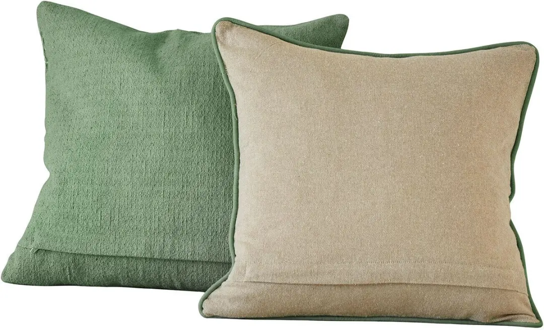 Loberon Kussenhoes Osorno - 2 Stuks - Groen/Beige - afbeelding 4 van 5