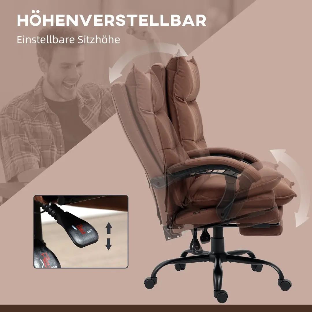 Vinsetto Massagebureastoel - 66x74x121cm - Bruin - afbeelding 6 van 6