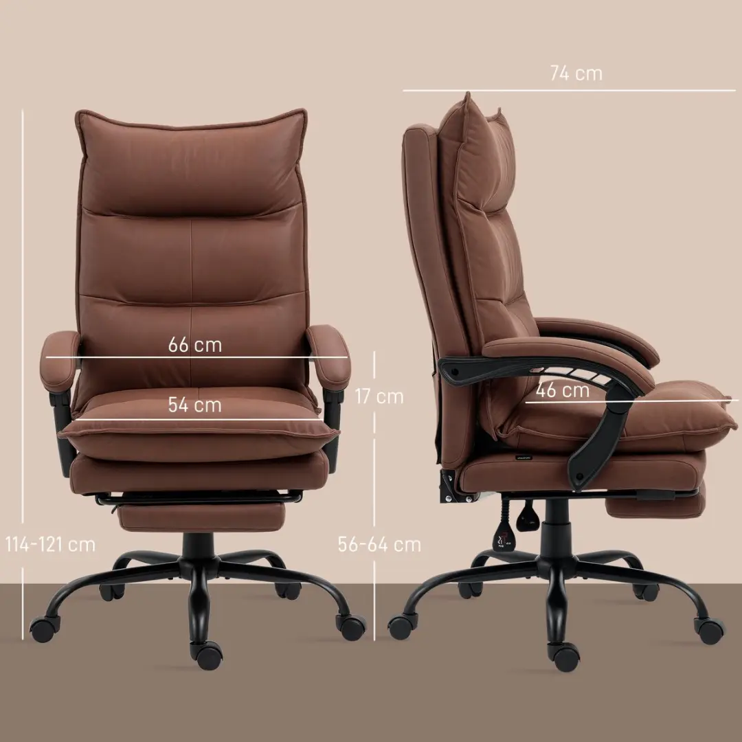 Vinsetto Massagebureastoel - 66x74x121cm - Bruin - afbeelding 4 van 6