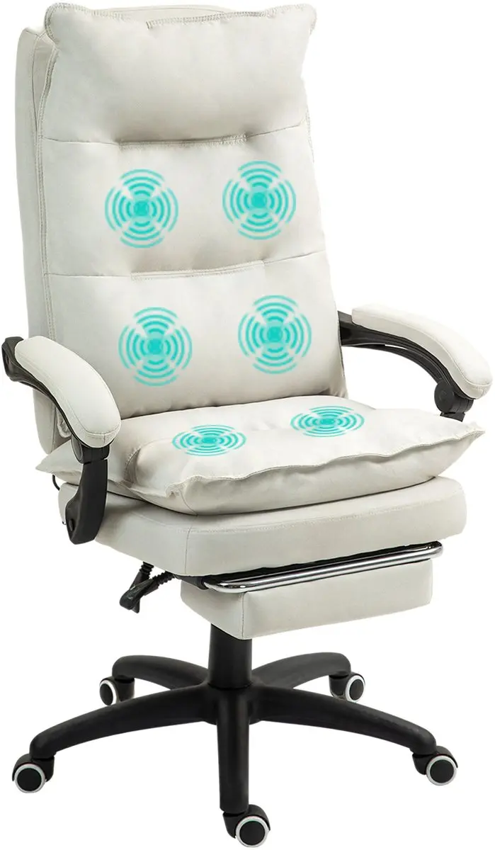 Vinsetto-Bürostuhl mit Massagefunktion-Polyester-70B x 62T x 120-130H cm-Cremew
