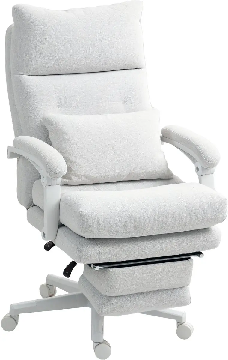 HOMCOM-Bürostuhl-Polyester, Nylon-70L x 68B x 114-122H cm-Cremeweiß