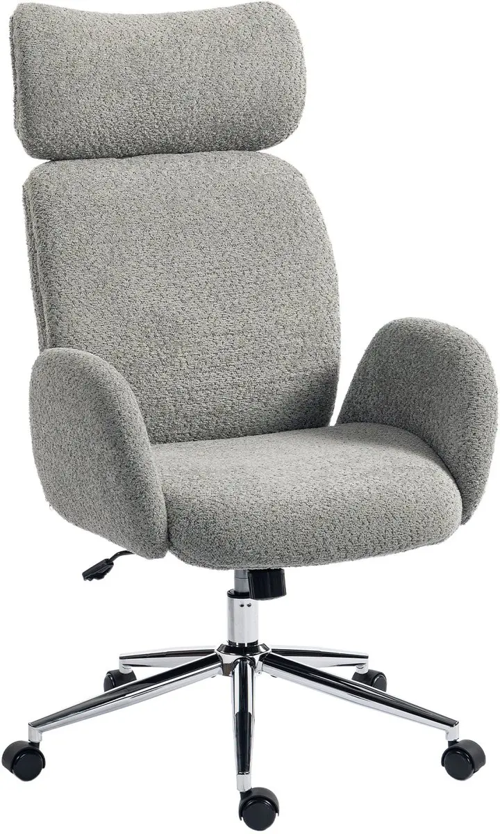 HOMCOM Bureaustoel-Polyester-75L x 65B x 115-123H cm-Donkergrijs