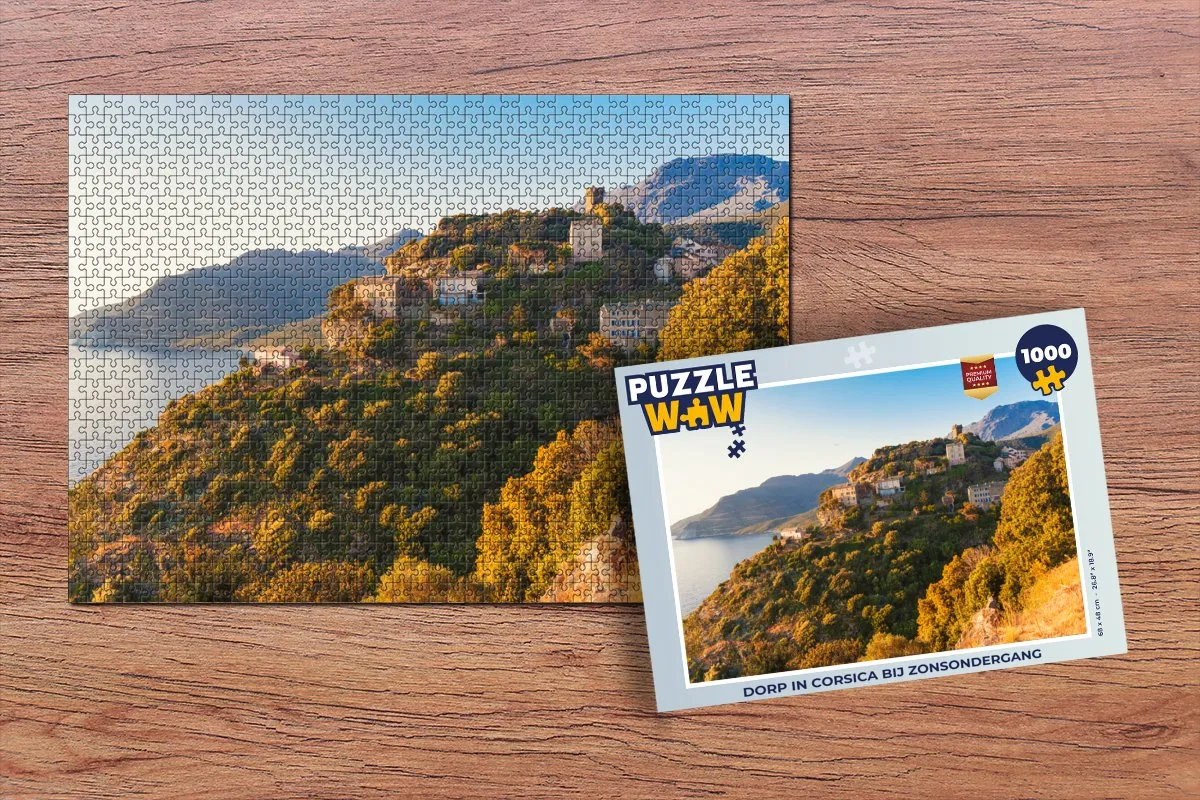 PuzzleWow Legpuzzel Dorp in Corsica 1000 Stuks - Multicolor