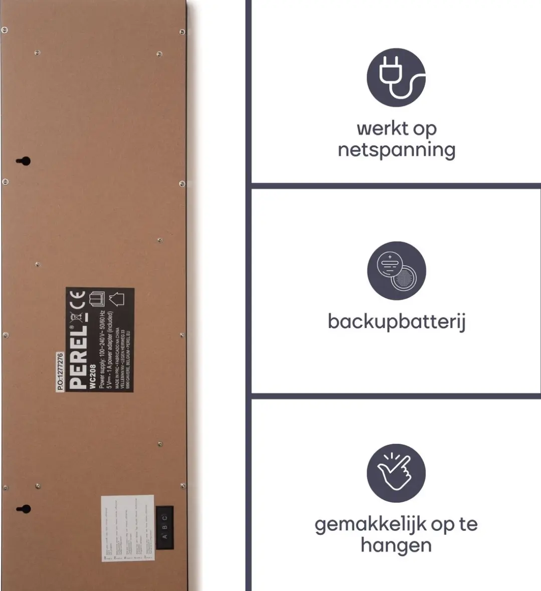 Perel WC208 Digitale LED Wandklok - 125mm Cijfers - Zwart - afbeelding 4 van 6