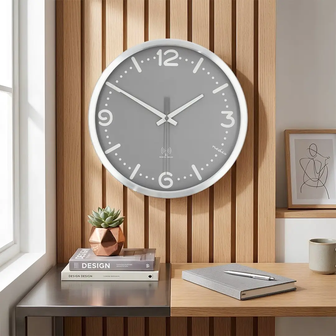 Nedis Wandklok 30cm Radiogestuurd - Zilver - afbeelding 3 van 6