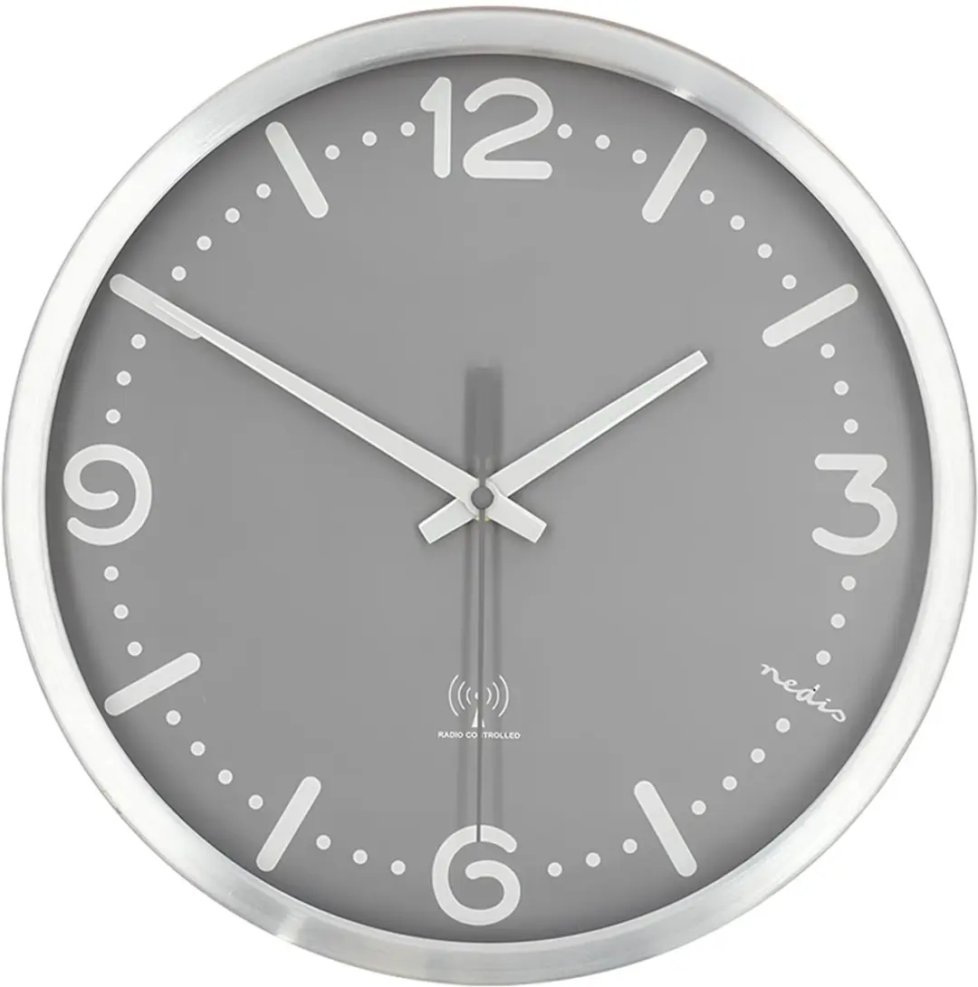 Nedis Wandklok 30cm Radiogestuurd - Zilver - afbeelding 5 van 6