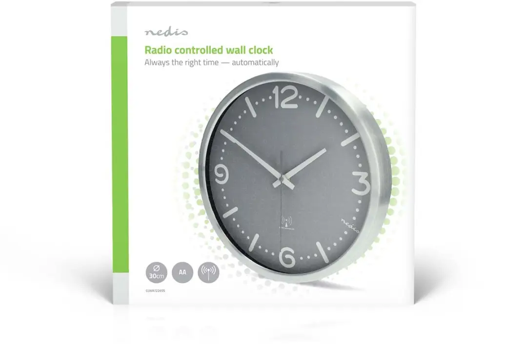 Nedis Wandklok 30cm Radiogestuurd - Zilver - afbeelding 4 van 6