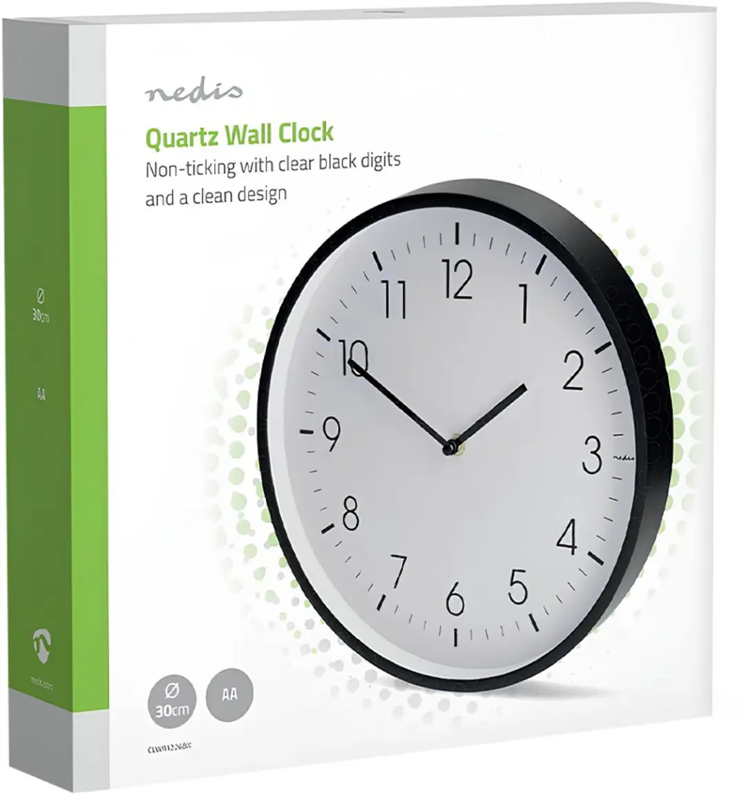 Nedis Wandklok CLWA1226BK - 30cm - Zwart - afbeelding 4 van 6