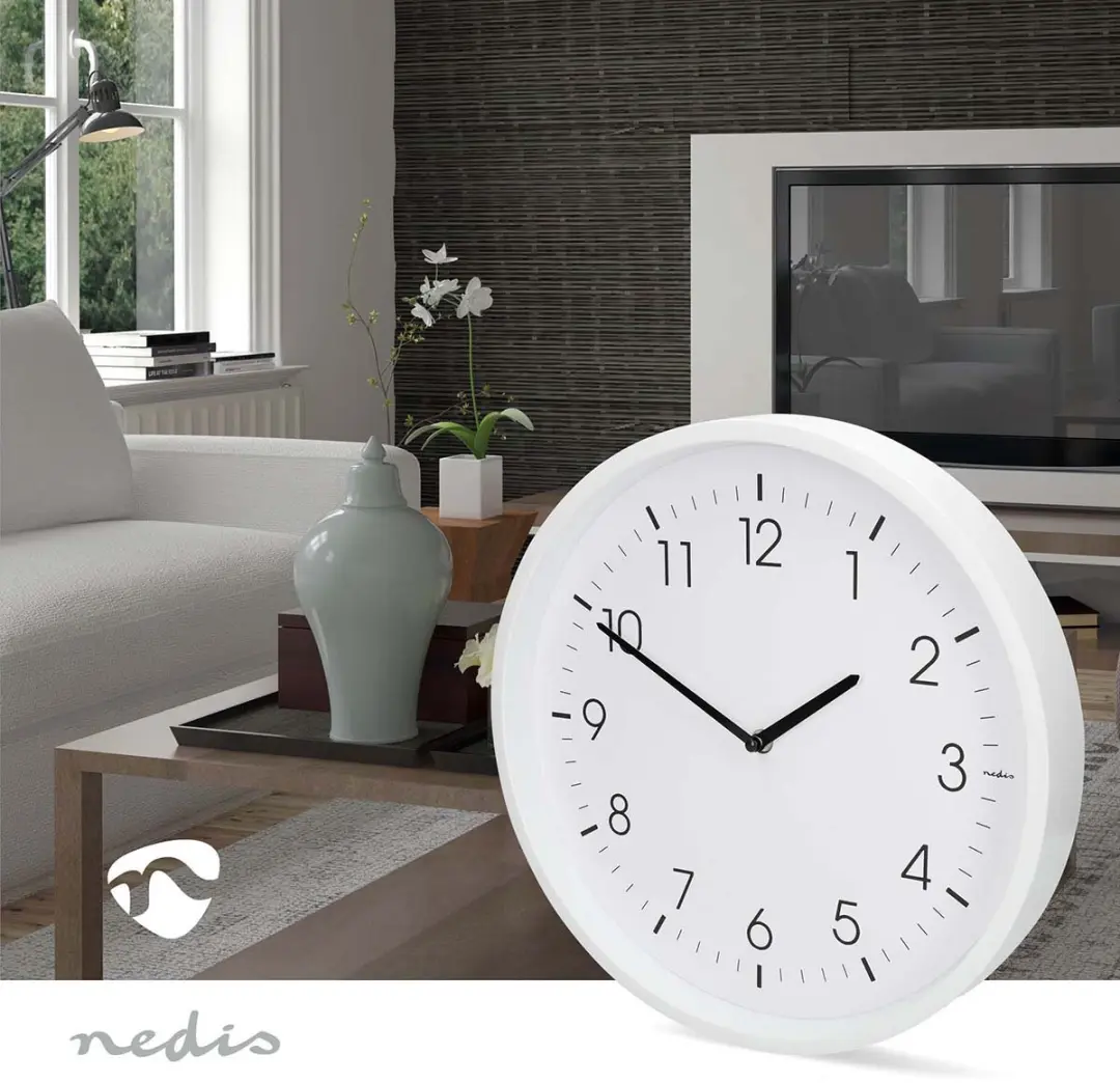 Nedis Wandklok CLWA1426WT - 36cm - Wit - afbeelding 3 van 6