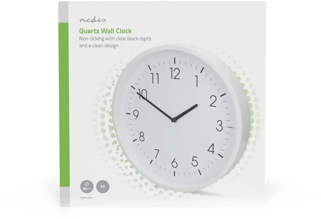 Nedis Wandklok CLWA1426WT - 36cm - Wit - afbeelding 6 van 6