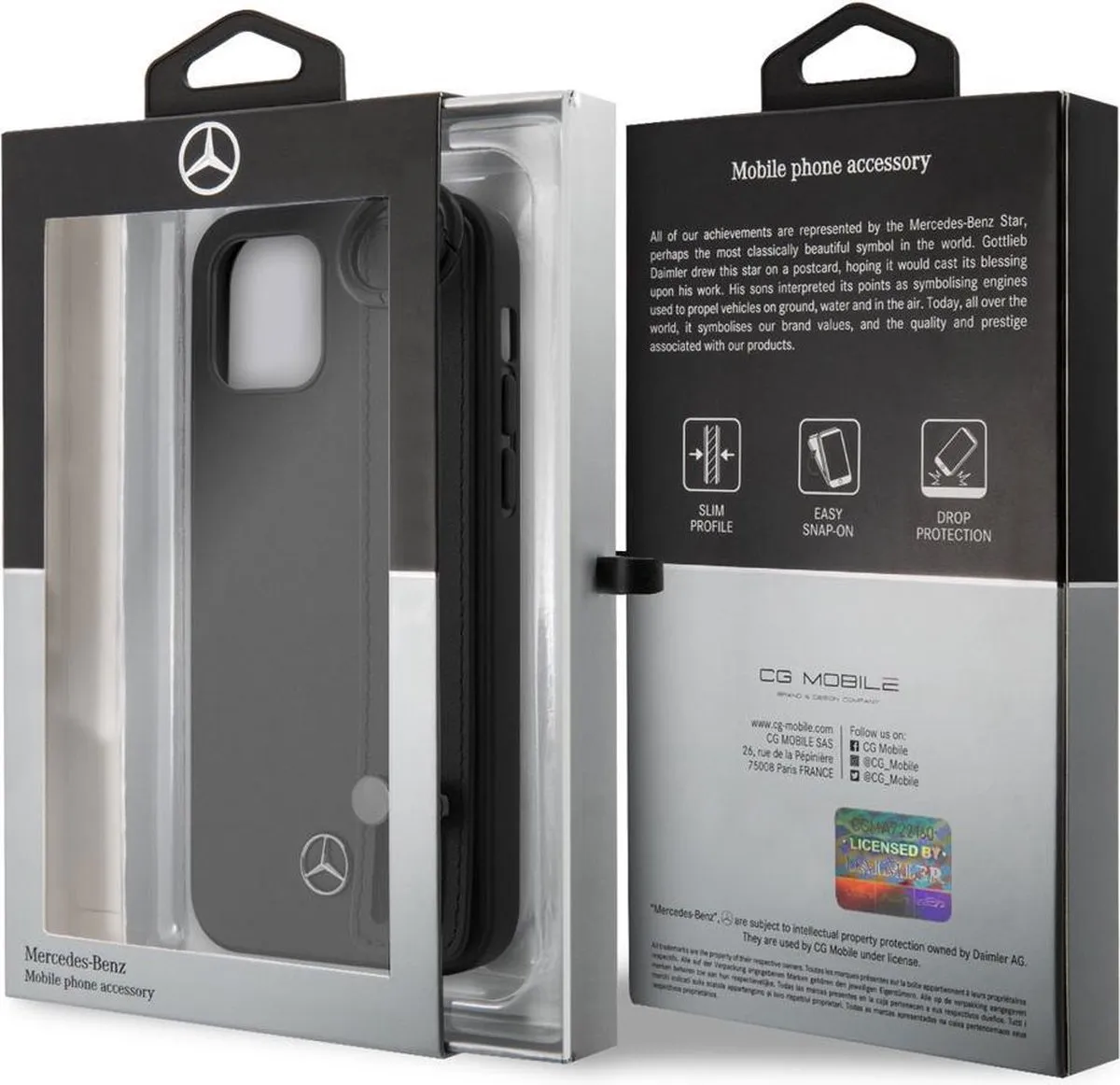 Mercedes-Benz Hand Strap Back Case - iPhone 12/12 Pro - Zwart