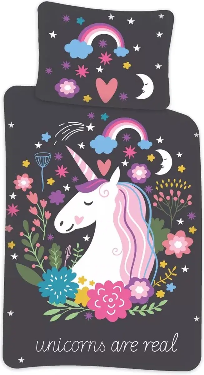 Unicorn Peuterdekbedovertrek Unicorns are Real 100 x 135 cm