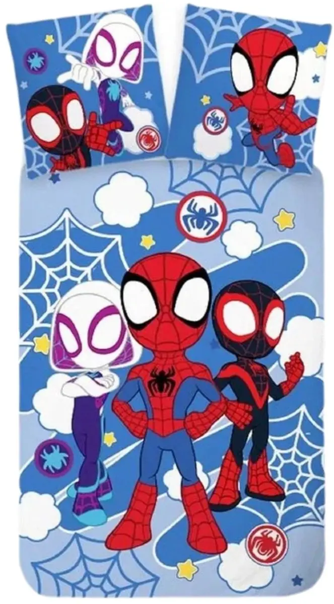 Spider-Man Peuterdekbedovertrek 100x135cm - Lichtblauw - afbeelding 2 van 4