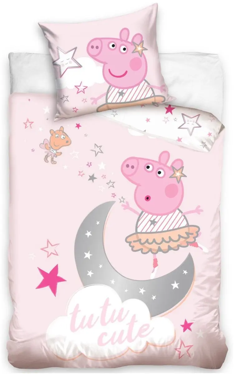 Peppa Pig Dekbedovertrek Eenpersoons - Roze - afbeelding 2 van 2